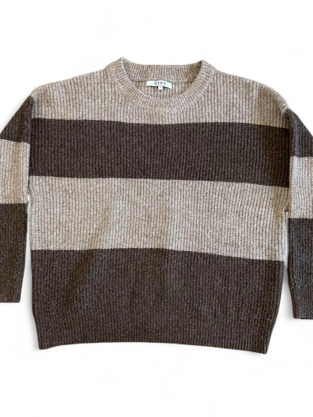 Grey Bandit Oversized Brown and Beige Striped Sweater